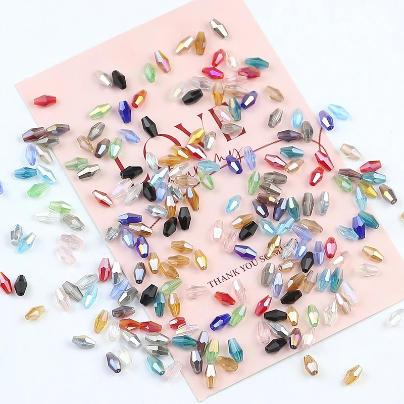 Exquisite Austrian double cone color crystal beads 3 x 6 mm/100 crystal cone beads jewelry DIY bracelet necklace accessories
