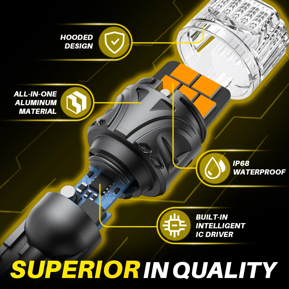 AUXITO 2PCS T15 W16W LED Canbus No Error Bulbs Yellow Amber  White Backup Reverse Light 921 912 LED Bulb Car Reversing Lamp 12V view 4