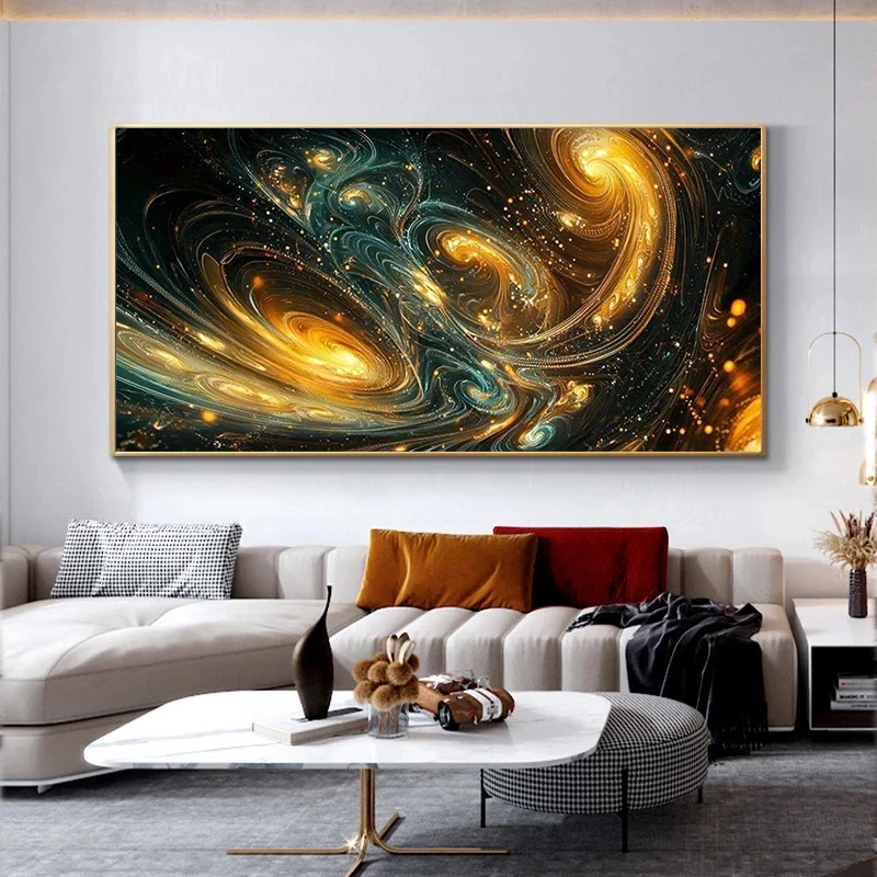 Large-sized frameless canvas paintings,Modern Abstract Galaxy Poster and Prints Vibrant Cosmic Nebula Canvas Painting Wall Art P