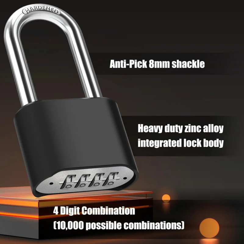 Heavy Duty Weatherproof Combination Padlock - Hidden Code Resettable Lock for Gate/Garage, Zinc Alloy