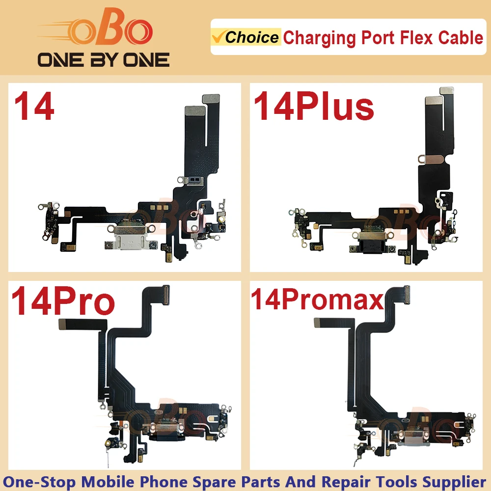 Charging Port Flex Cable for iPhone 14 Plus 14 Pro Max Black White USB Charger Dock Connector With Microphone Ribbon Flex（1PC）