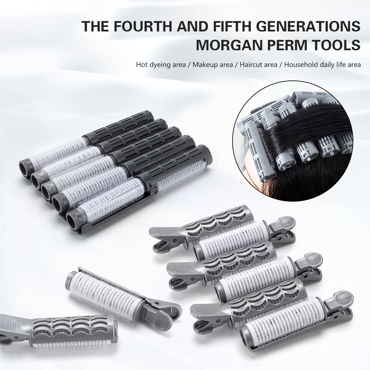20/14Pcs Hair Rollers Set Hook Loop Root Lift Perm Rods Salon Volume Booster for Women Long/Short Hair Spiral Perm Rods