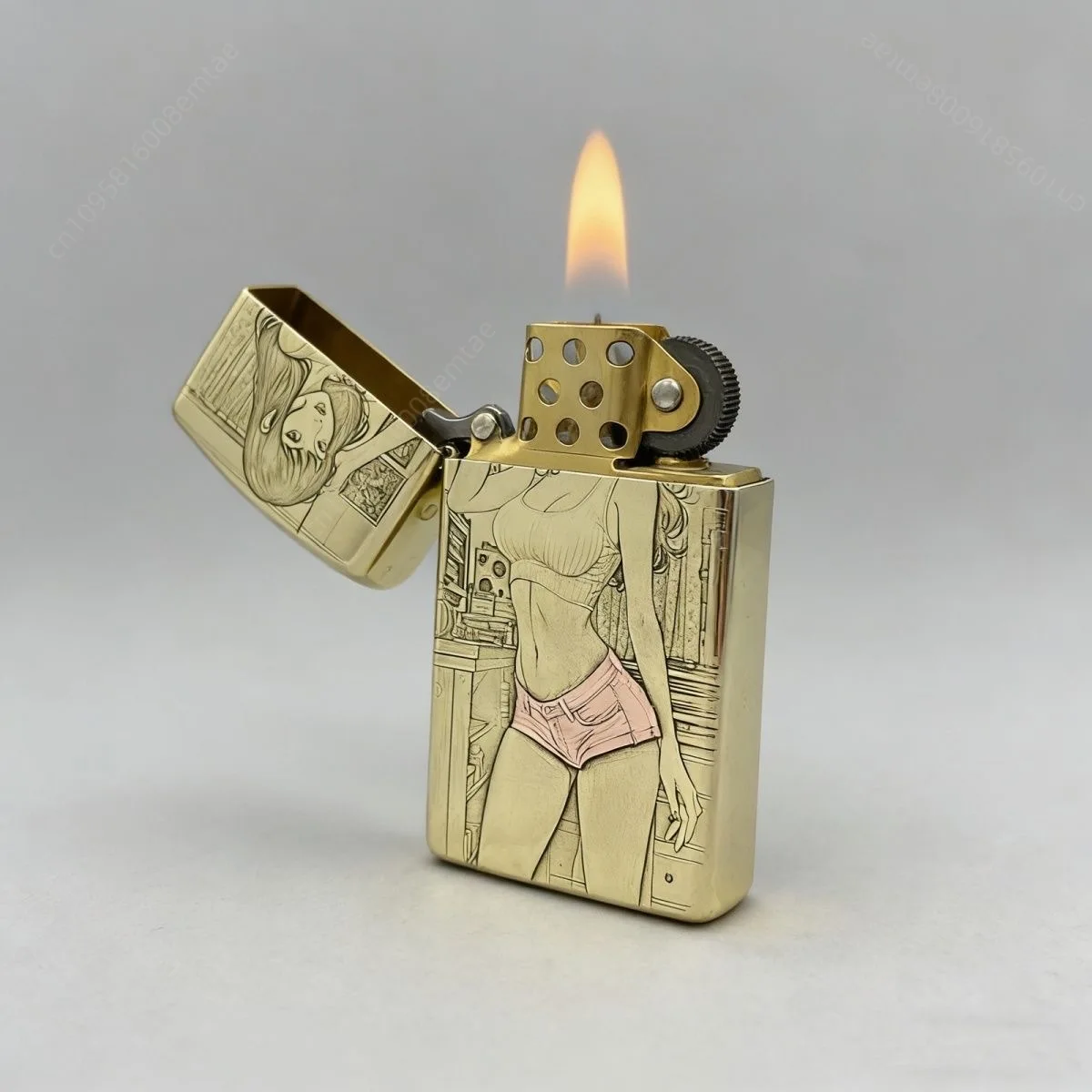 2026 Zorro Armor kerosenes Lighter 3D Embossed Beauty Inlay Red White Brass Refillable Windproof petrol Lighter Colle