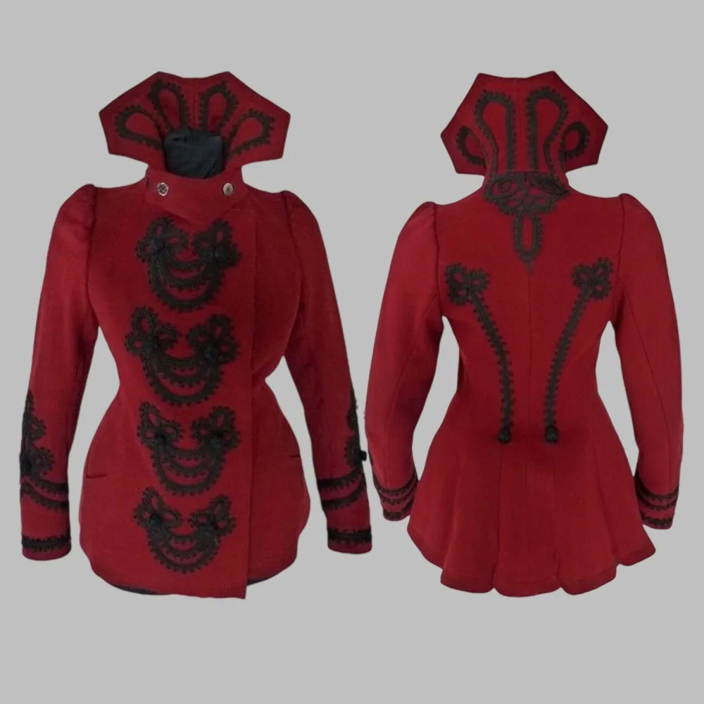 1890er Jahre Tageskostüm Regency Militär Husaren-Jacke Viktorianische Französische Königliche Napoleonische Offiziersuniform Hochzeits-Roter Smoking-Uniform