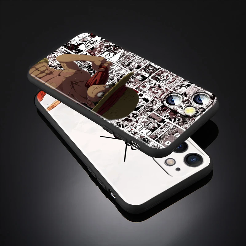 One Piece Animation Cartoon For iPhone 15 14 13 12 11 XS XR X 8 7 SE Pro Max Plus Mini Black Funda Phone Case