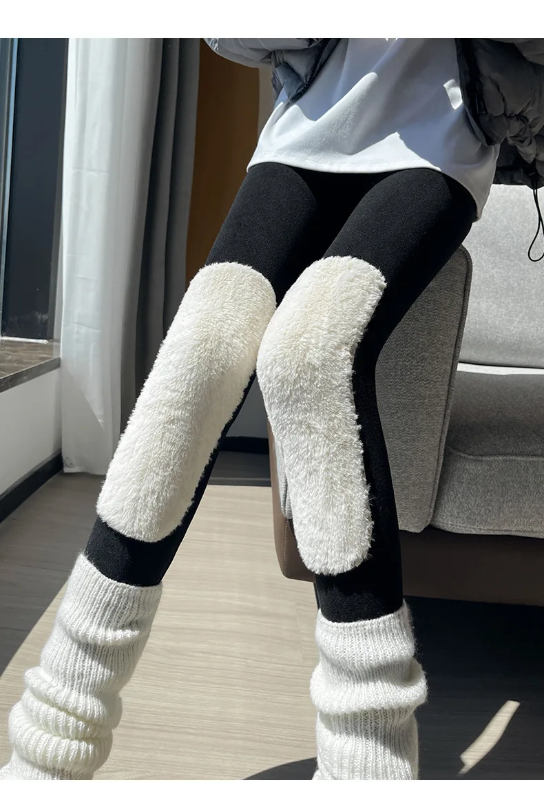 Women's Winter Fleece Lined Thermal Pants Elastic High Waist Slim Fit Thicken Legging Woman Waist Knee Protection Long Pants