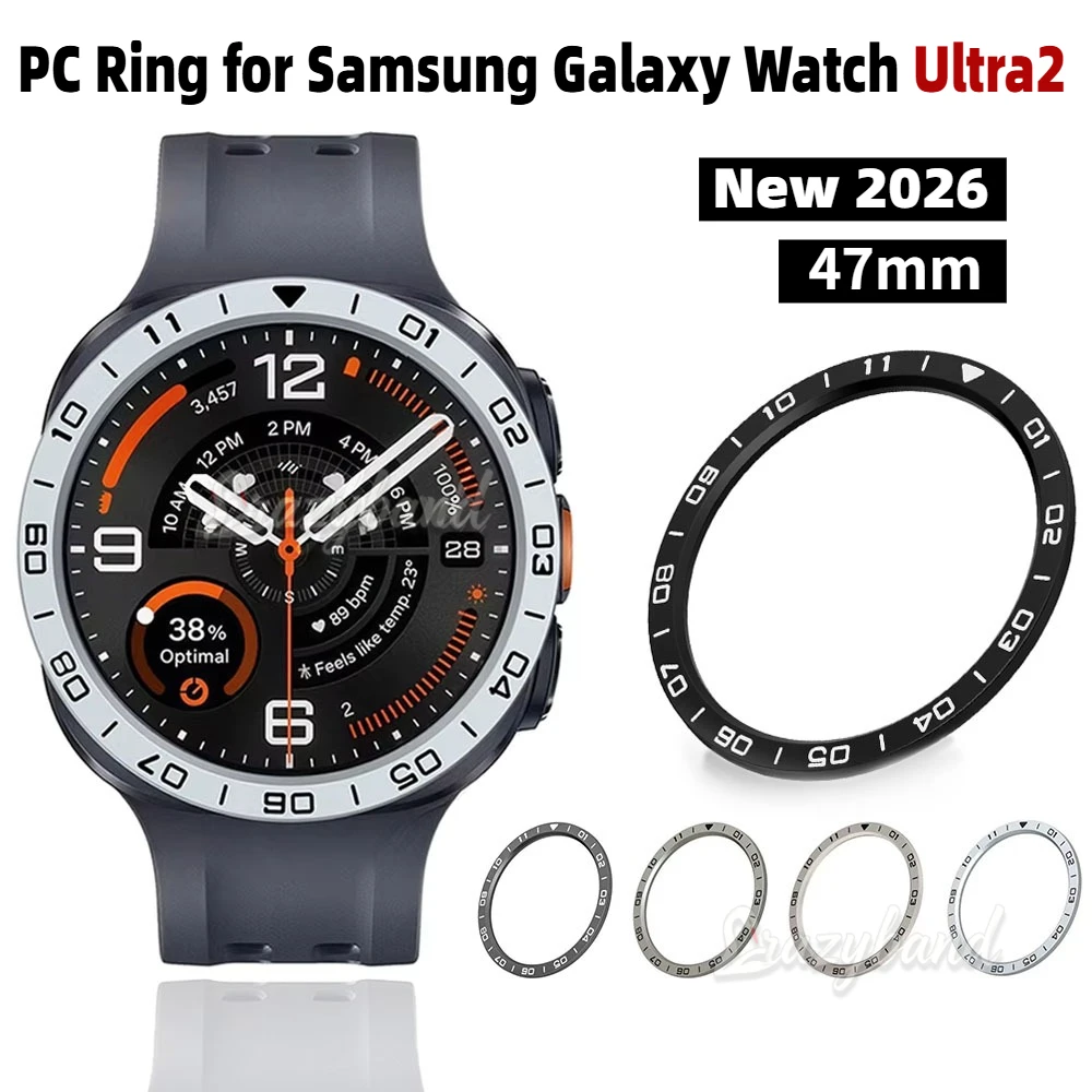 PC Ring for Samsung Galaxy Watch Ultra2 47mm Protecive Bumper Rings for Watch Ultra 2026 Stainless Steel Bezel Accessories Black