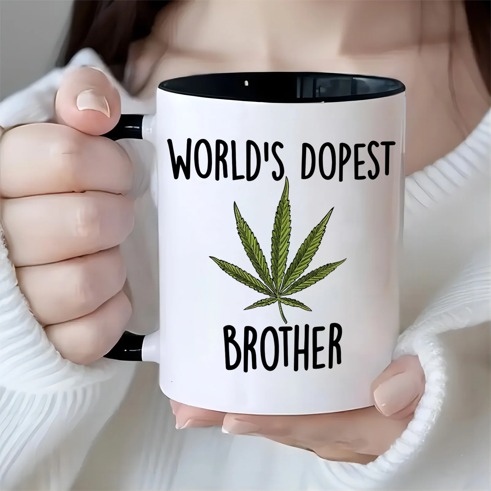 

1pc, 3A grade, WORLD'S DOPEST BROTHER, funny mug, gift for brother, 11oz ceramic coffee mug, room decoration, novelty gift, summ