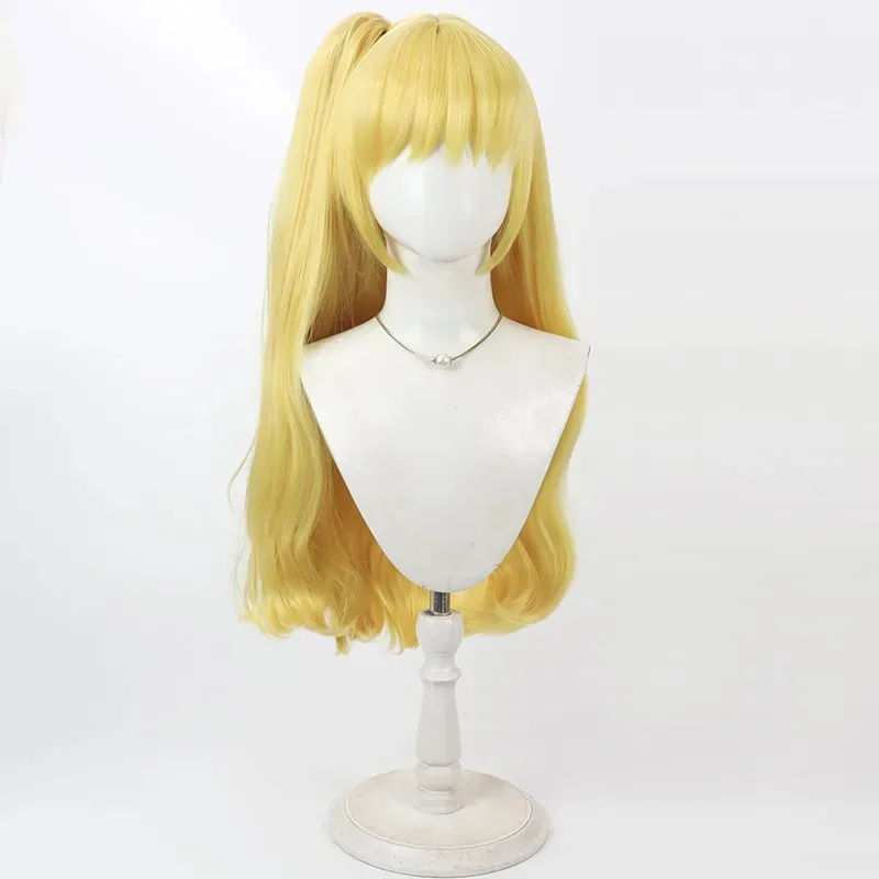 2025 aaa 프리티 큐어 아사히나 미라이 코스프레 가발 70cm 여성용 긴 금발 포니테일 내열성 합성 머리 할로윈 카니발