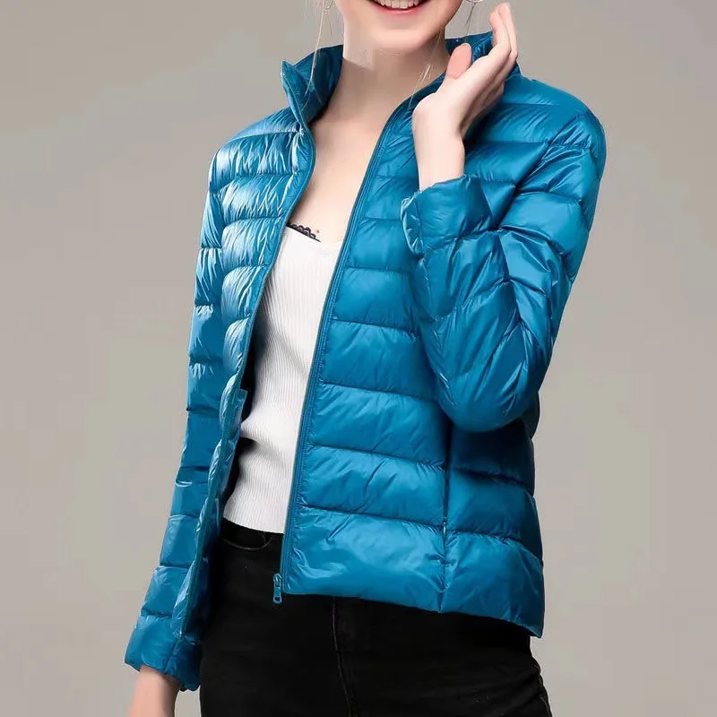 Women's Short Lightweight Cotton Jacket Tailored Down Cotton Jacket Korean Thin and Versatile Girls' Cotton Jacket