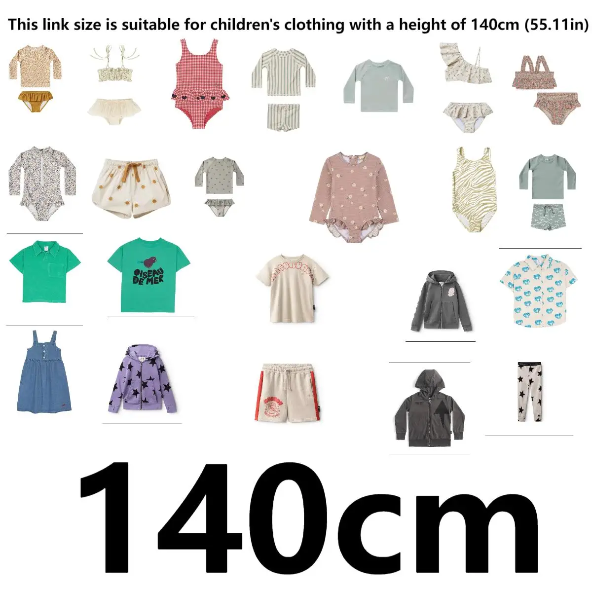 

Этот размер ссылки подходит для детской одежды высотой 140 см (55,11 дюйма).