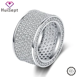 HuiSept Luxury 925 Silver Jewelry Ring Accessories with Zircon Gemstone Finger Rings for Women Wedding Party Engagement Gifts