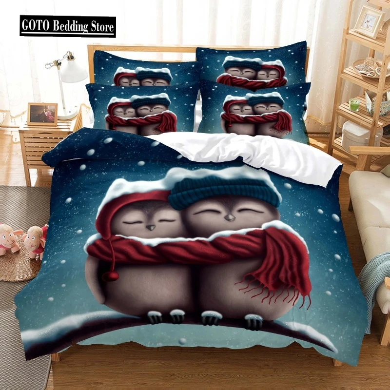 

Cartoon Merry Christmas Quilt Cover Set Pillowcases Double Bedding Housse De Couette 2 Personne Bedding Set King Size Bedroom