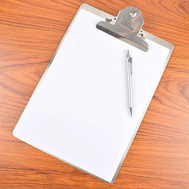 3x Bestand Map Metalen Klembord A4 Roestvrij Staal Clip Board Organizer Binder Bord Menu Spalk Voor Kantoor School Leren