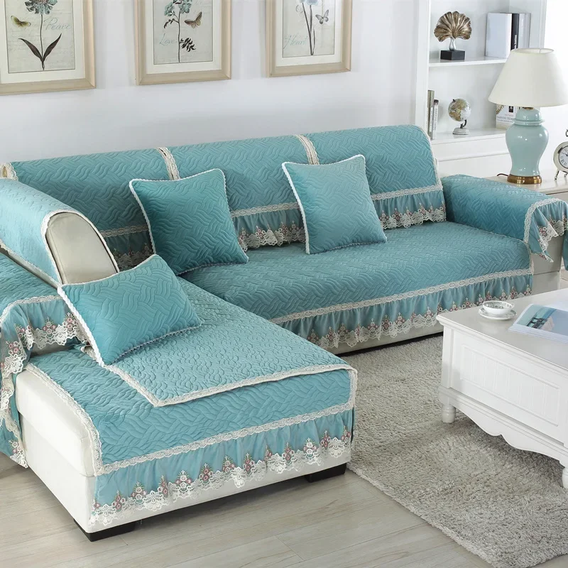 Lace Fabric Brief Sofa Towel Solid Non Slip Sofa Cover Sofa Cushion Four Seasons Avaliable Home Decoration