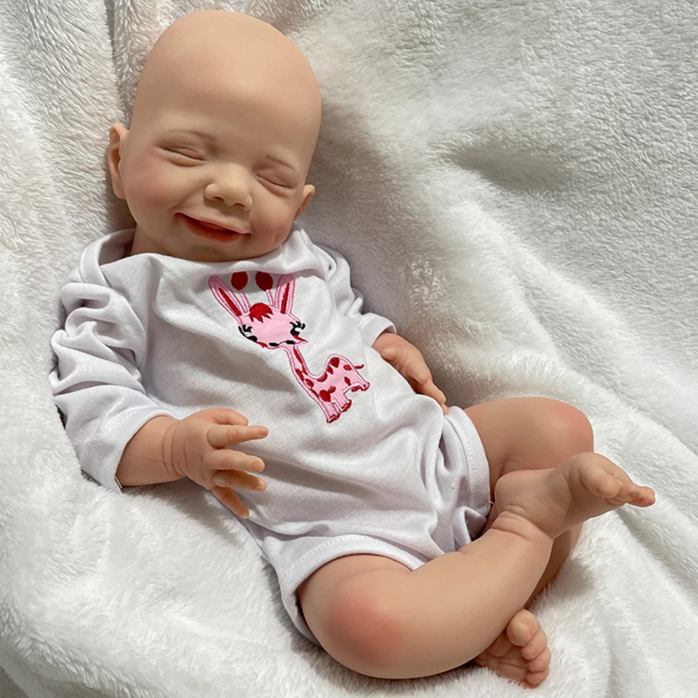 18" 100% Full Body Silicone Reborn Doll Handmade Flexible Newborn Baby Girl Soft Touch Xmas Gift Collectibles Anti-Stress