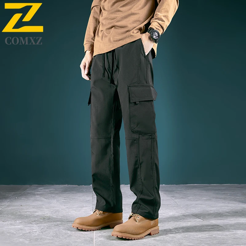 

Men Casual Pants 2025 Fashionable Multi Pocket Comfortable Breathable Workwear Straight Leg Pants Outdoor Camp Hiking Men Pants