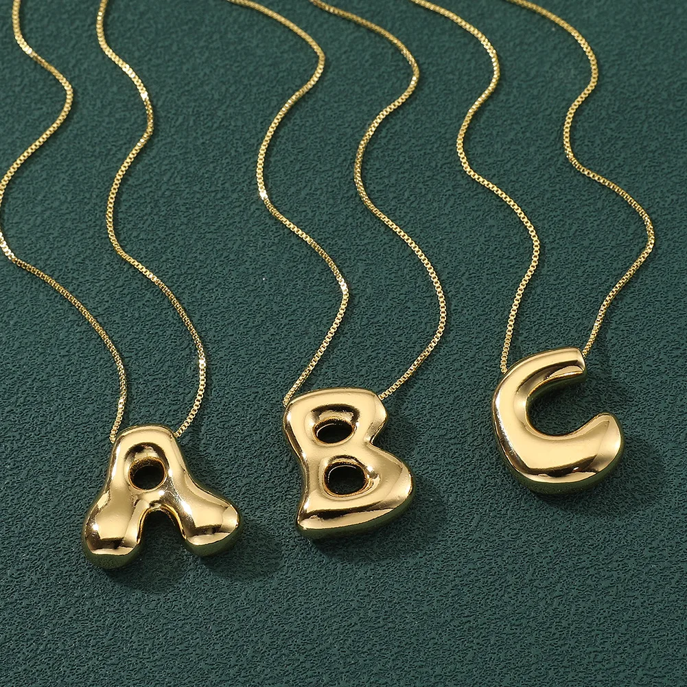 

Alphabet Pendant Bubble Letter Necklace Balloon Initial Necklaces for Women Girls Dainty Puffy Jewelry Gift