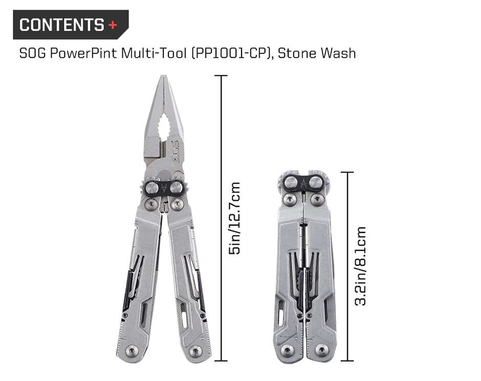 SOG PowerPint 18 in 1 Faltbare Multifunktionszange EDC Mini Multifunktions-Handwerkzeug mit Taschenmesser für Heimreparaturen, DIY und Camping – Detail 4