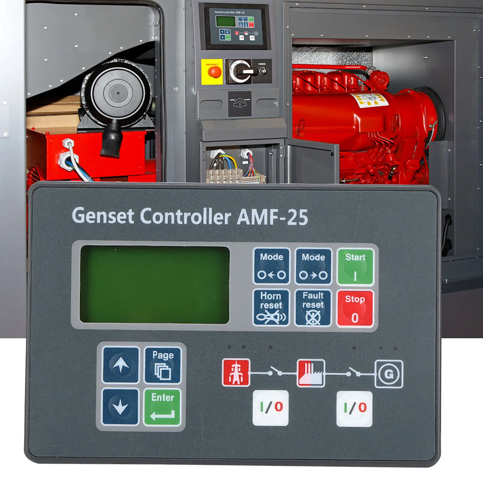 AMF-25 Generator Controller 8-35V Genset Auto Start Control Module LCD Display Panel for Diesel Generator Set Parts