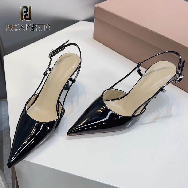 

Elegant Shiny Leather Women Summer Autumn Sandal Shoe Slingback Thin Heel Sexy Party Wedding Sapatos Mujer Amazing Heels