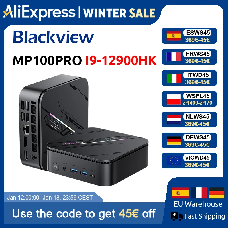 Blackview MP100PRO nouveau Mini PC Intel I9-12900HK Windows 11 14 cœurs 20 threads 16GB + 512GB / 1TB WiFi 6 Mini ordinateur PC BT5.2