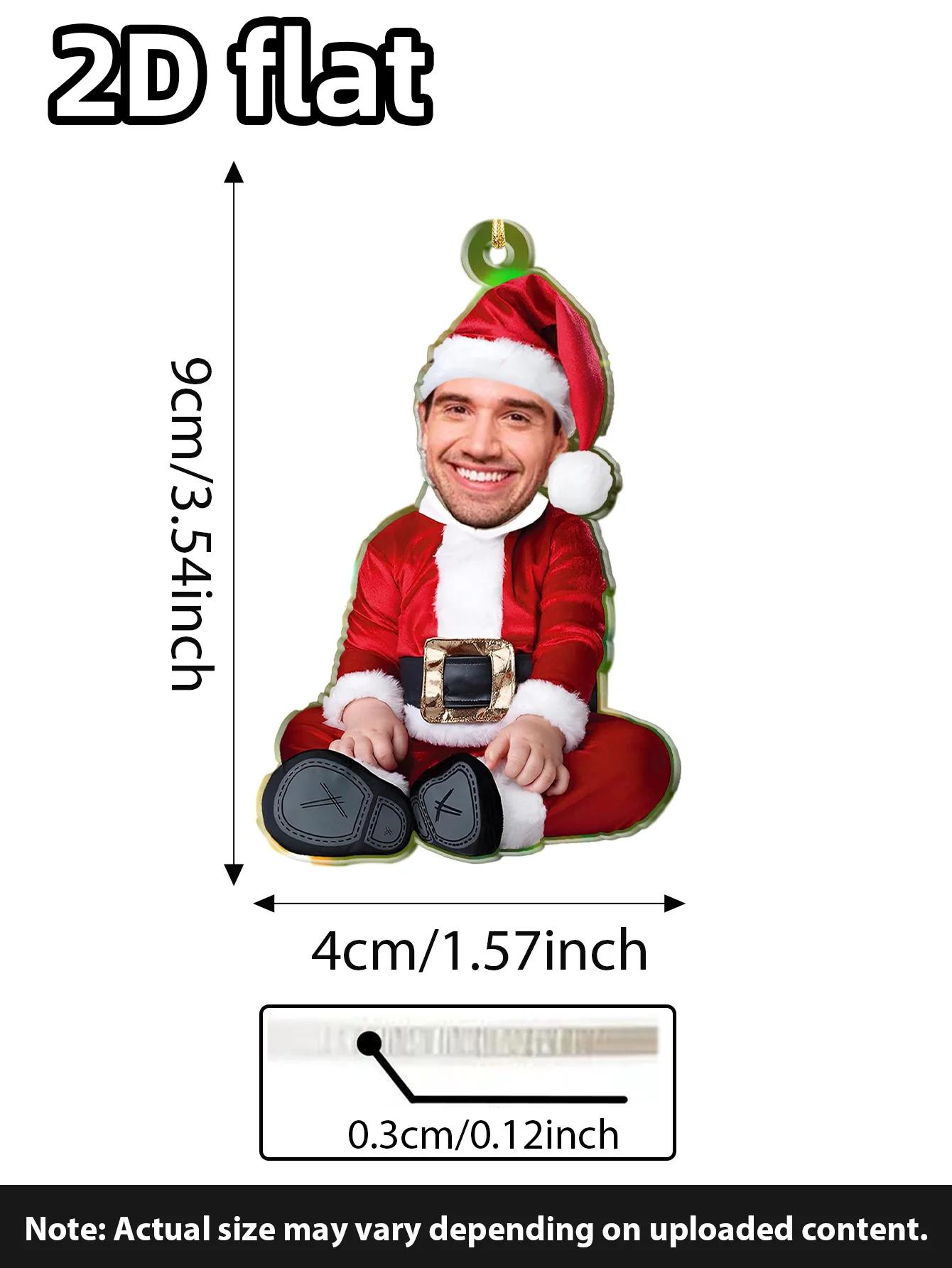 Ornamen Potret Liburan Kustom – Kenang-kenangan Pribadi untuk Bayi, Anak, atau Dewasa dengan Gambar Santa, Elf, atau Manusia Salju