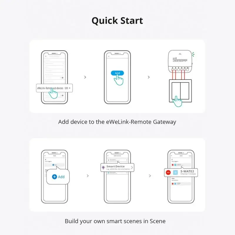 SONOFF S-MATE2 Extreme Switch Mate Local Control Mechanical Switch Support MINI Size Two-Way eWeLink Remote Control via MINIR4