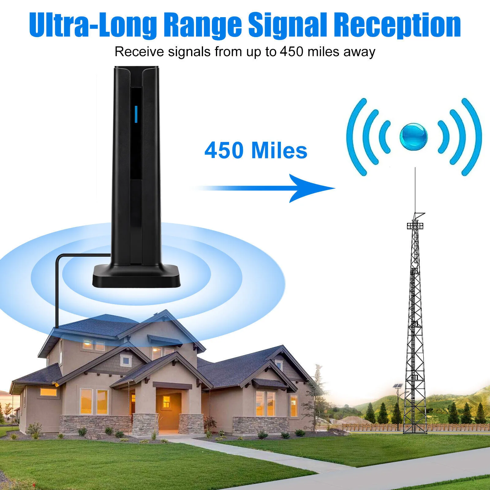 450 Miles Upgraded TV Antenna Digital HD Antenna Indoor Long Range HDTV 1080P 4K