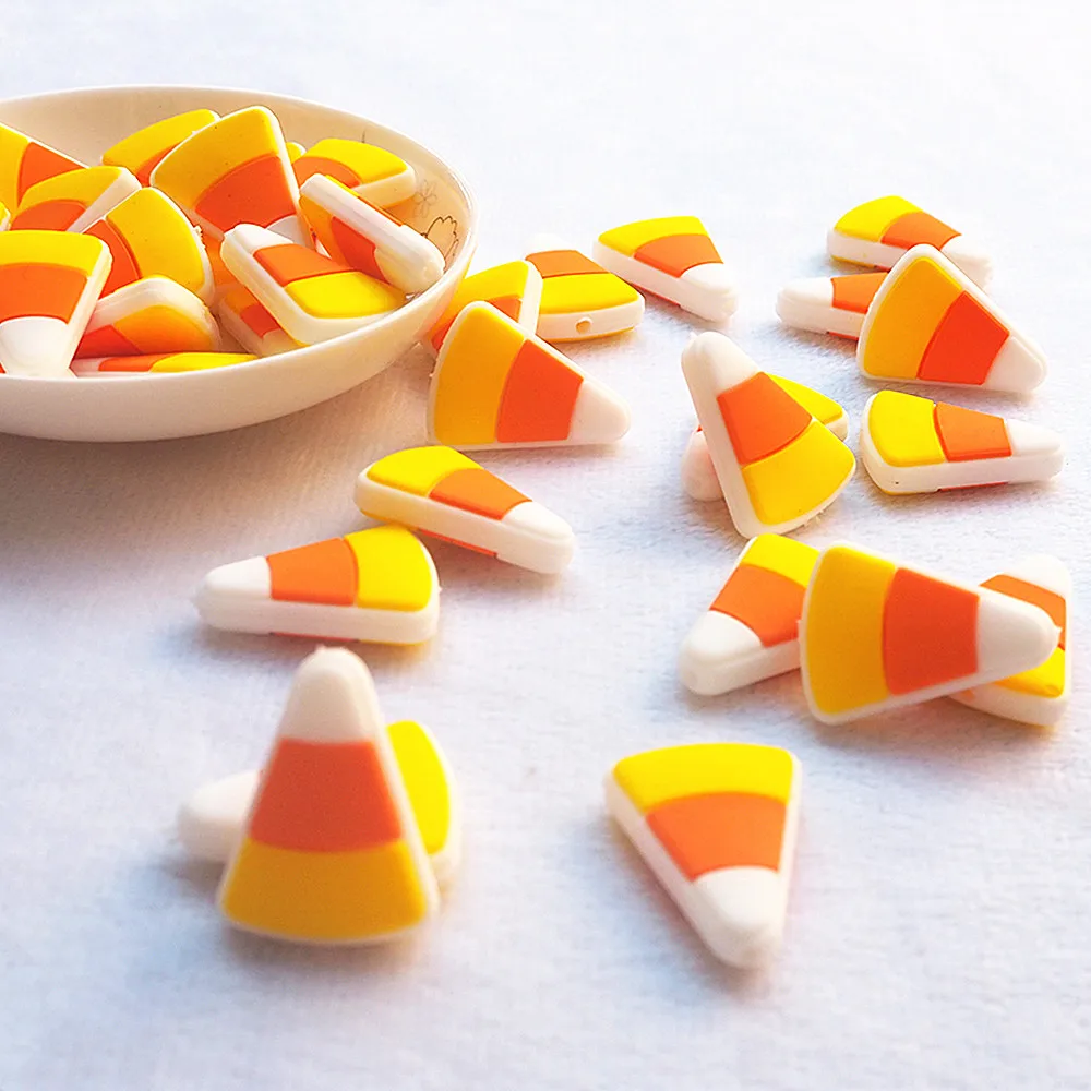 

Chenkai 10PCS Candy Corn Silicone Focal Beads For Beadable Pen Silicone Charms for Pen Keychain Making DIY Silicone Characters