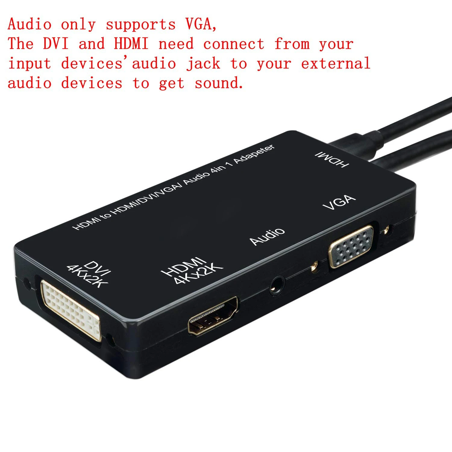 Multiport 4-in-1 HDMI do HDMI DVI 4K kabel adaptera VGA z konwerterem Adapter wyjściowy Audio