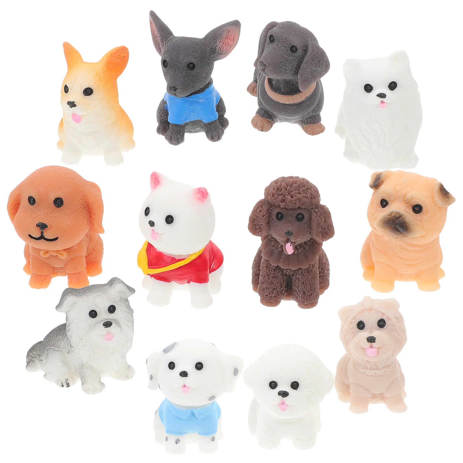 

12 Pcs Micro Landscape Puppy Dog Statue Figurines Home Decor Crafts Table Ornaments