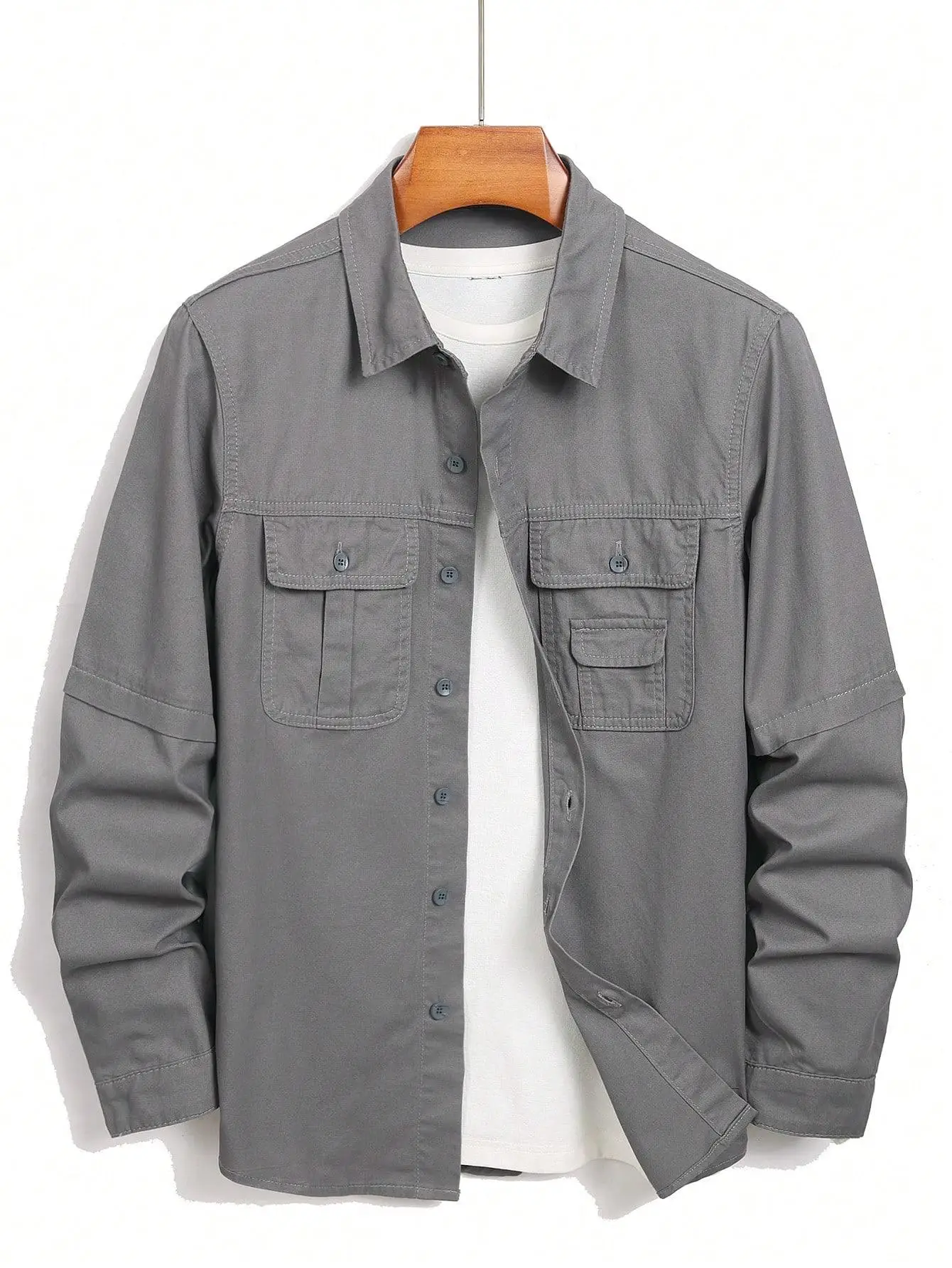 

Men's workwear - style shirt for spring and autumn. Tailored fit. For daily casual wear. Trendy and minimalist.