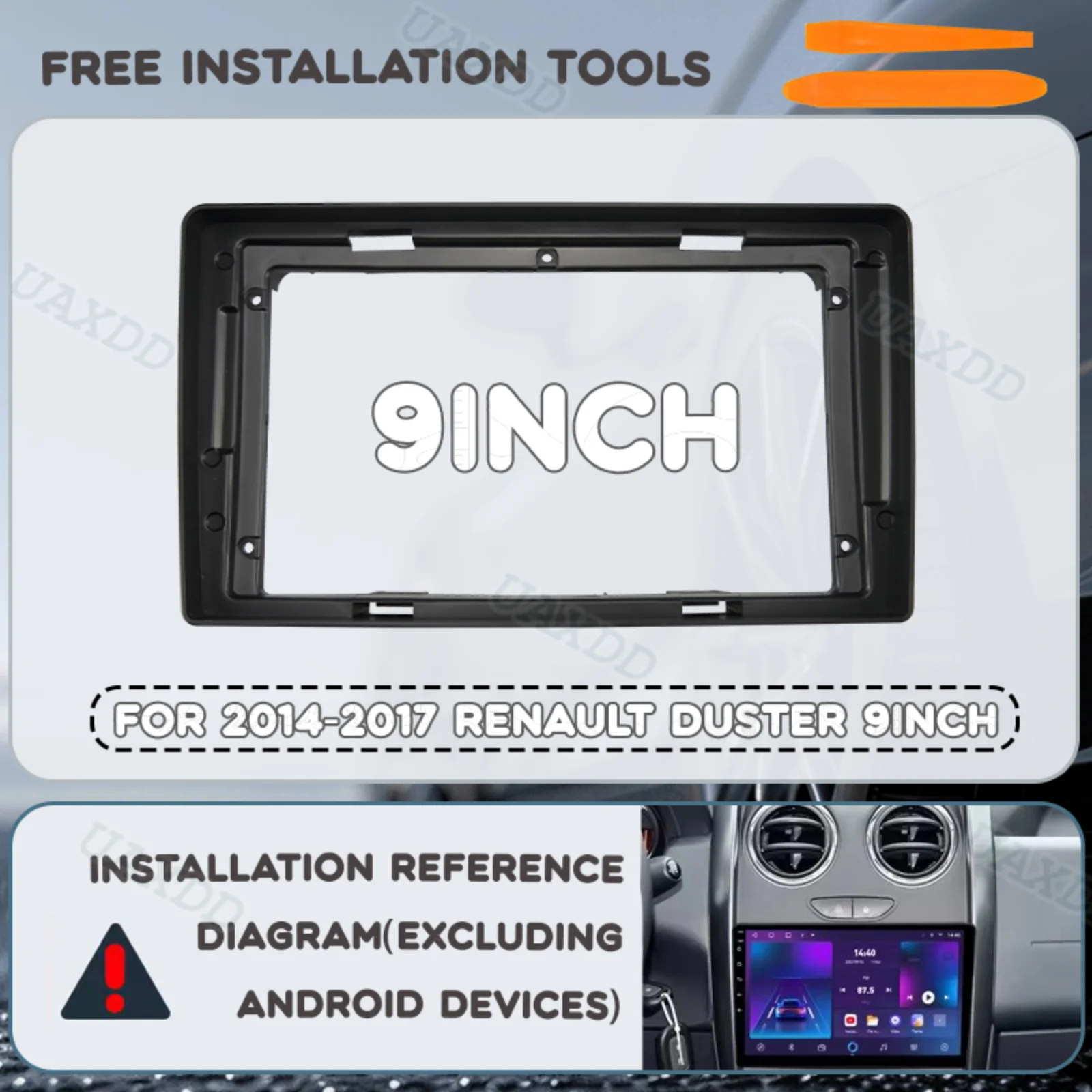 For 2014-2017 Renault Duster Multimedia Dashboard Panel 2 Din Car Cable Navigation Interior CD Android Frame Fascia 9INCH Radio
