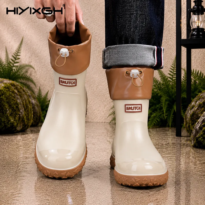 Fishing water shoes for men waterproof anti-slip wear-resistant rain boots rain shoes,  new style kitchen work rubber shoes