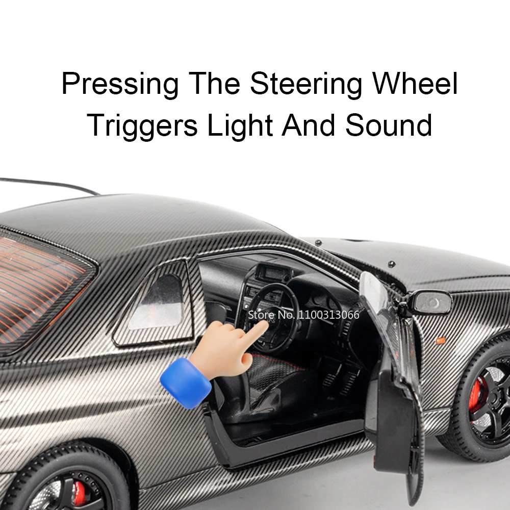 1:24 Scale GTR-R34 Cars Toys Miniature Metal Models Wheels Steering Vehicles with Pull Back Sports Car for Boys Birthday Gifts