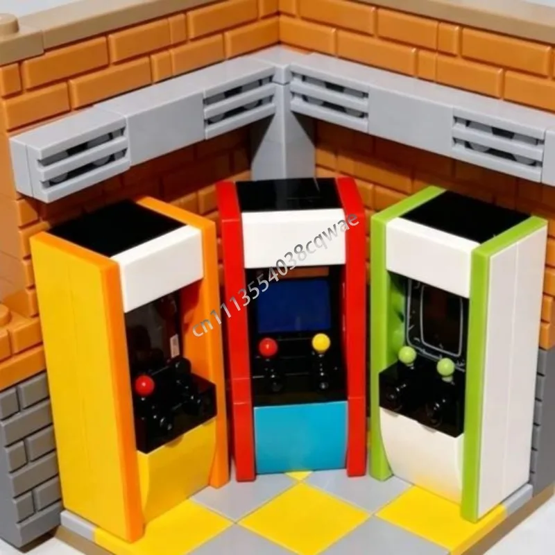 130PCS MOC Arcade Corner Game Shop Street View Model Custom Puzzle Building Blocks DIY Assembly Educational Creative Toy Gifts