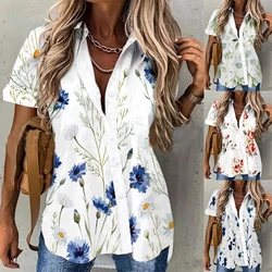 2025 Europe and the United States summer new women's casual fashion printed shirt button-down shirt cardigan woman