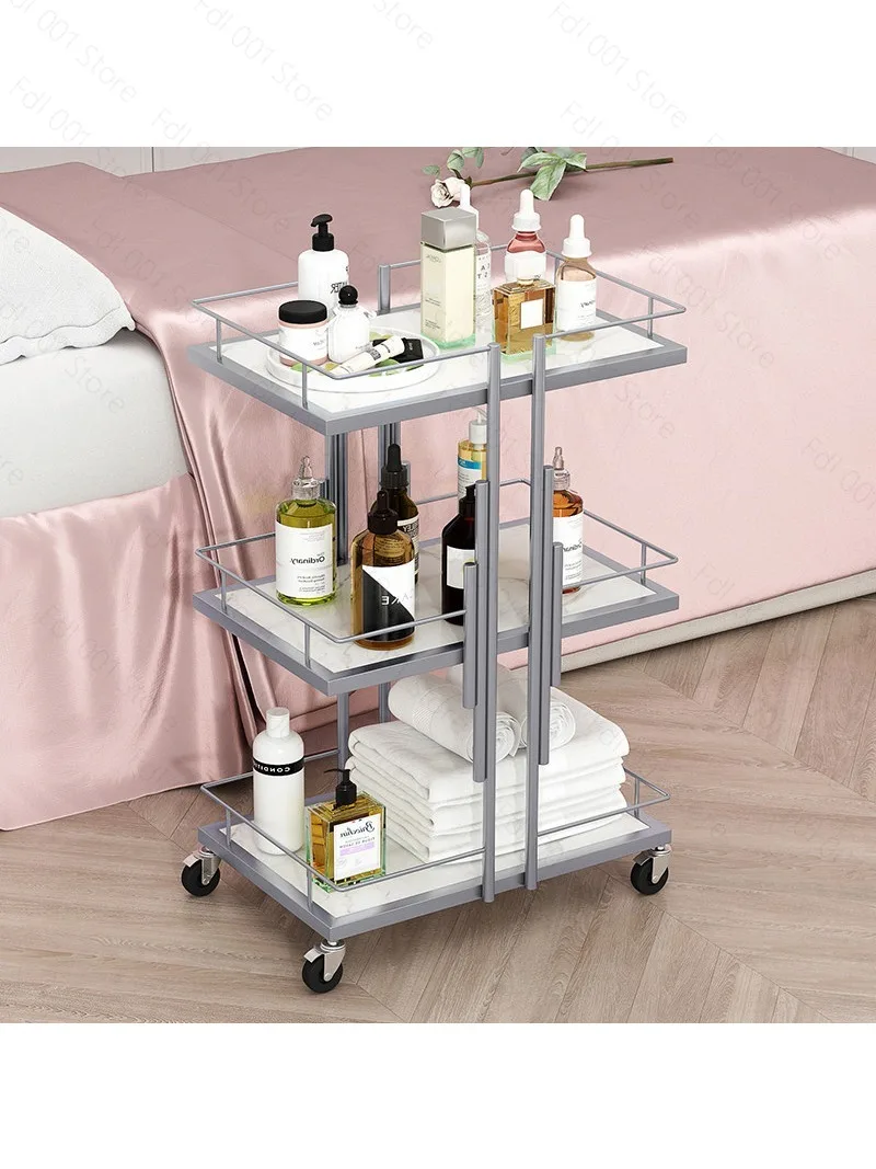 

Golden Iron Salon Trolleys Auxiliary Cart with Wheels Modern Salon Furniture for Beauty Salon Professional Tool Cart