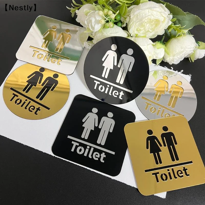 3.94-inch Acrylic Toilet Sign For Men And Women, Bathroom Identification, Round And Square Toilet Mirror Decals 〔Nest〕