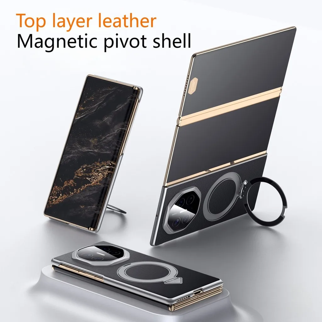 

Sulada Genuine Cowhide Leather Magsafe Case For Huawei Mate XT Ultimate Design Magnetic Ring Bracket Back Cover
