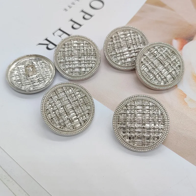 10pcs Metal Buttons of Striped Mesh for Suit Jacket Sweater Sewing Shanked Simple Decorative Buttons