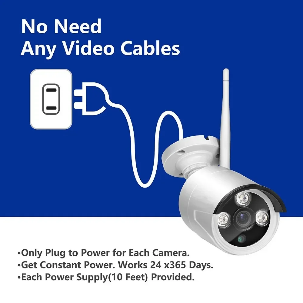 H.265 sistema de cctv sem fio 15.6 Polegada 8ch nvr 4 pçs 3mp ao ar livre à prova dwireless água wifi câmera segurança ip kit vigilância vídeo