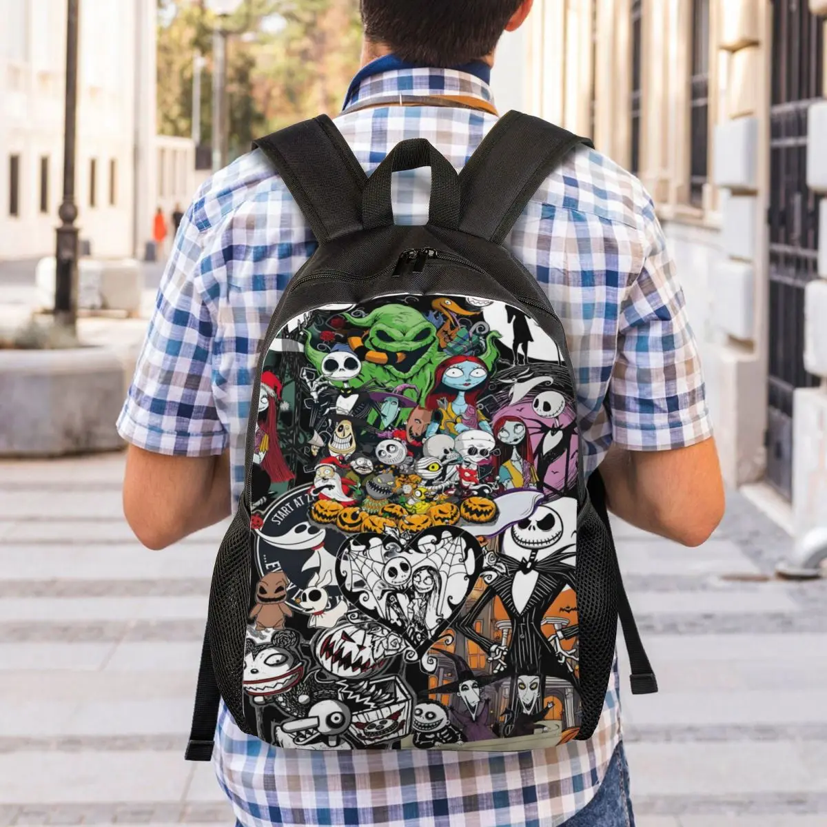 Aangepaste Jack Skellington rugzak heren dames casual boekentas voor College School Living skelet tassen