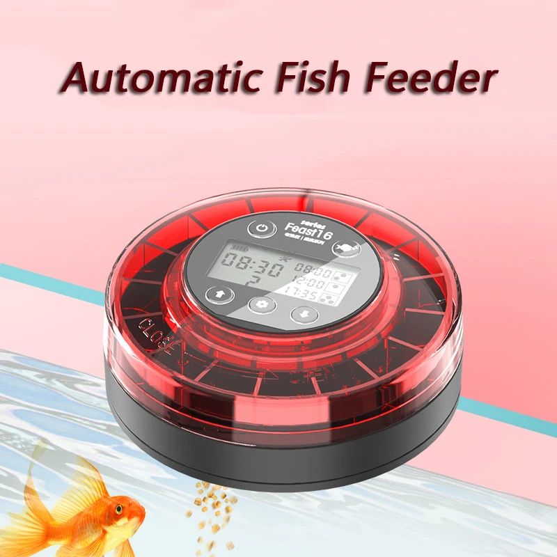 

LMZOE Automatic Fish Feeder for Aquarium Tank 100ML(6.3ML/Grid) Food Dispenser Rechargeable Regular Timer Feeders USB Charging