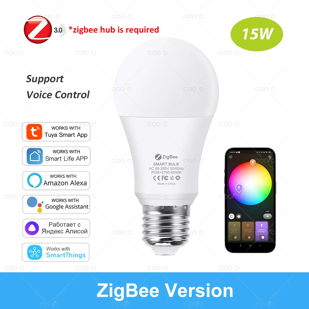 Tuya Wifi/Zigbee/Bluetooth Smart Led Glühbirne Alexa Led Lampe E27 RGB CW WW Smart Lampen für Alexa Google Assistent Smart Leben
