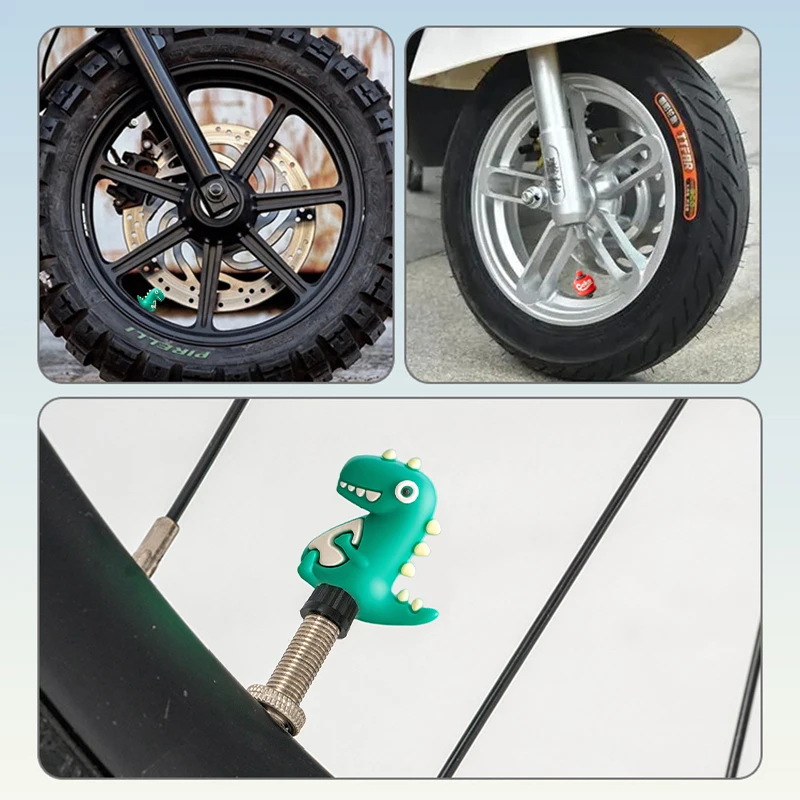 Cartoon-Tier-Ornament Ente Panda Schreibtisch-Dekoration Zubehör Universelle Fahrrad-Motorrad-Ventilkappen Fahrradzubehör – Detail 5