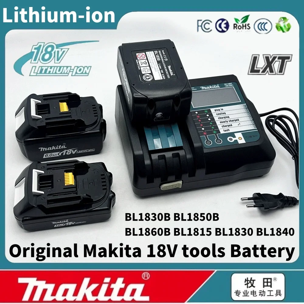 

2025 18V 3.0Ah Makita Original With LED li-ion replacement LXT BL1860B BL1860 BL1850 Makita rechargeable power tool battery 6Ah