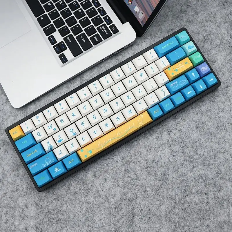 B0KF XDA PBT Keycaps for 137 Keys Mechanical Keyboard Keycap Dye Sub Ocean Trip Blue