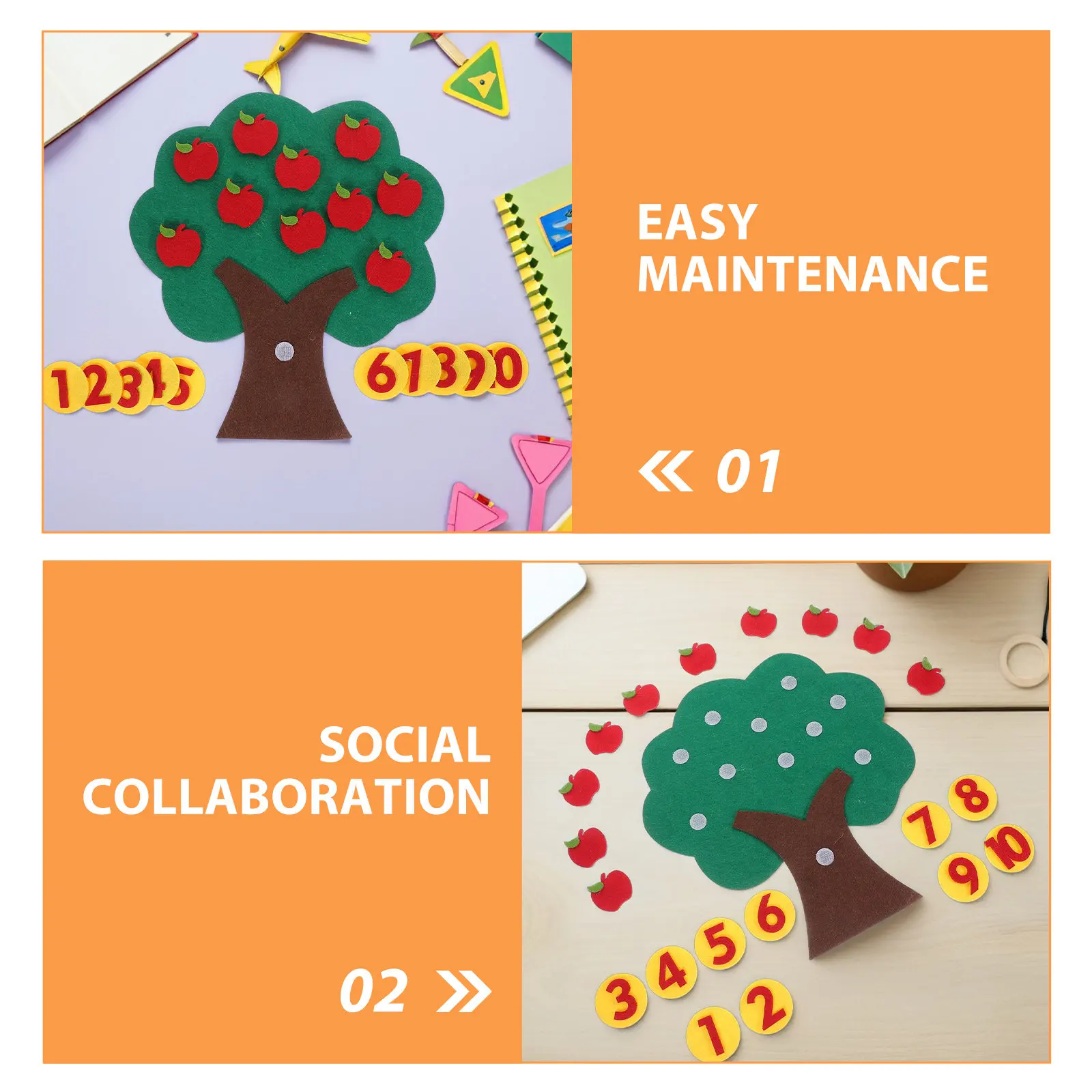 Felt Tree Kindergarten Math Game Number Counting Addition Subtraction Board Early Education Preschool Learning